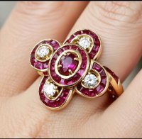 Ring 750/18K Gold 2,8 ct Diamant Rubin Ehering - Bild 1