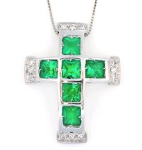 Kreuzanhänger 750 Gold 1,9 ct Diamant Smaragd Kette - Bild 1