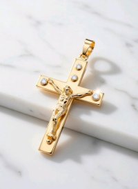 Kreuzanhänger 750 Gold mit 0,6 ct Diamant - Bild 1