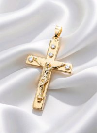 Kreuzanhänger 750 Gold mit 0,6 ct Diamant - Bild 9