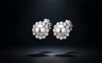 Ohrringe Stecker 750 Gold 1,2 ct Diamant Perle - Bild 4