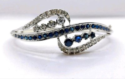 Armreif 585 Gelbgold Diamant Saphir 3ct