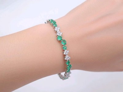 Armreif 750 Gold Diamant Smaragd 3 ct