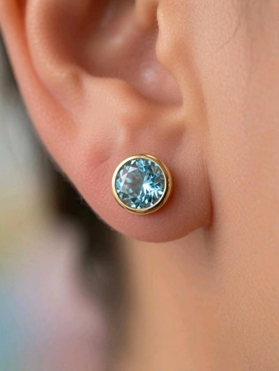 Ohrringe 585 Gelbgold Blautopas 3,7g