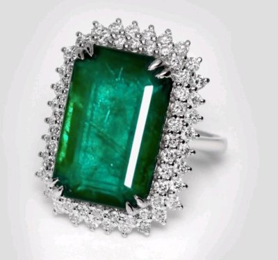 Verlobungsring 750 Gold mit Smaragd 13,01 ct und Diamant