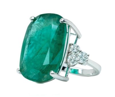 Verlobungsring 585 Gold Smaragd 21,66 ct Diamant
