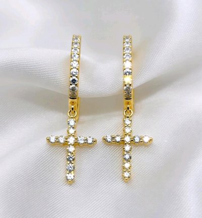 Ohrringe 585 Gold Diamant 0,57 ct Kreuz Stecker