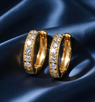 Ohrringe 585 Gold Creolen 0,49 ct Diamant