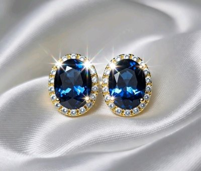 Ohrringe 585 Gold Saphir 1,92 ct Diamant Stecker
