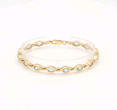 Armreif 585 Gold mit Blau-Topas 4,34 ct