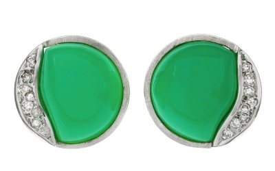 Creolen 750 Gold mit Diamant und Chrysopras