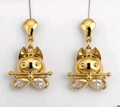 Ohrstecker 750 Gelbgold Katze 18 Karat 4,1g