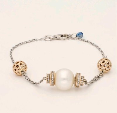 Armreif 750 Gold 0,75 ct Diamanten & Saphir