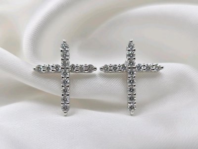 Ohrstecker 585 Gelbgold 0,17 ct Diamant Kreuz