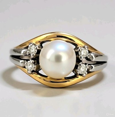 Ring 585 Gelbgold Perle Diamant Ehering