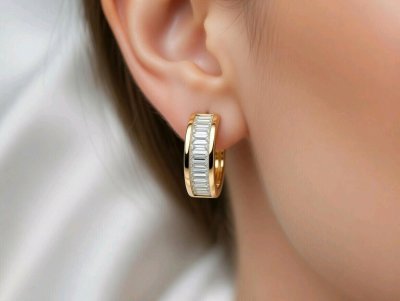 Ohrringe Creolen 585 Gold 0,64 ct Diamant