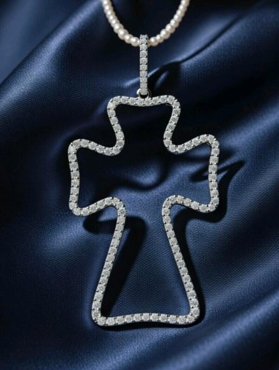 Anhänger 585 Gelbgold Kreuz 0,85 ct Diamant F-H VVS
