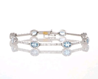 Armreif 585 Gold Aquamarin 7,4 ct Diamant