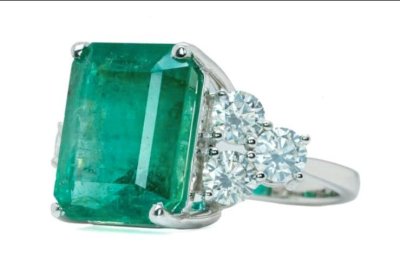 Verlobungsring 585 Gold Smaragd Diamant 10,49 ct