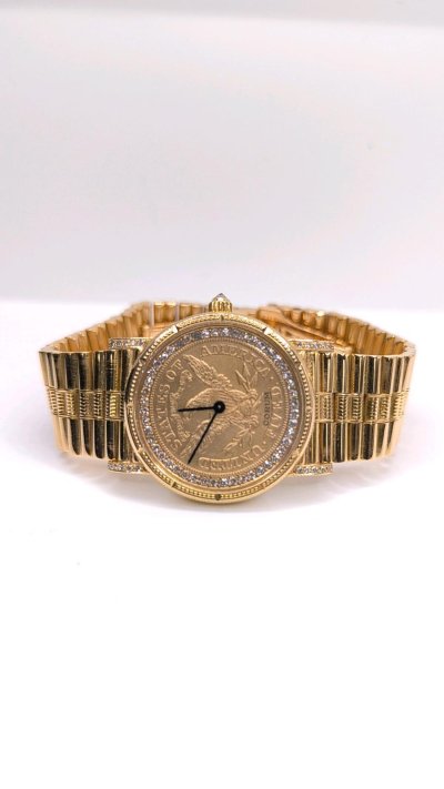 Corum Coin Watch 750 Gelbgold Diamanten
