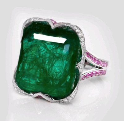 Verlobungsring 750 Gold Smaragd 19,77 ct Diamant