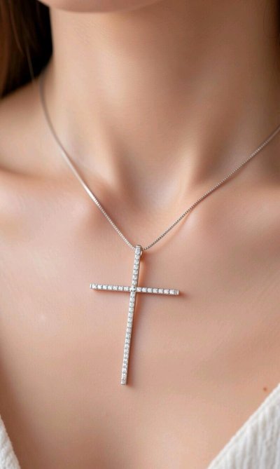 Kreuz-Anhänger 750 Gelbgold mit Kette Collier