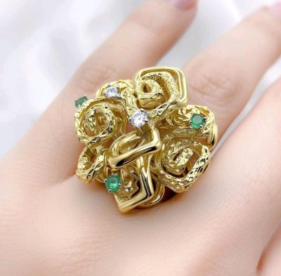 Ring 750/18K Gelbgold massiv Cocktailring
