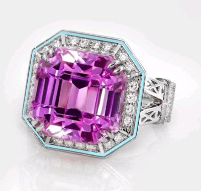 Verlobungsring 585 Gelbgold Kunzit 14,15 ct Diamant