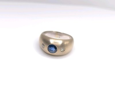 Goldring 14 Karat Saphir 0,55 ct Diamant 0,2 ct