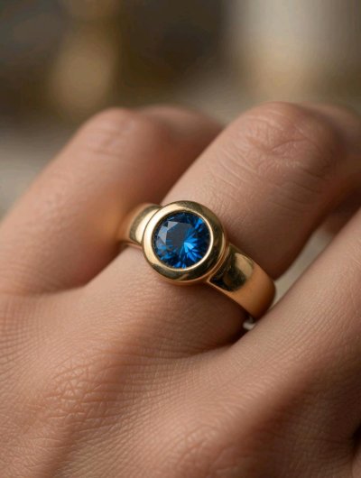 Ring 585 Gelbgold 0,4 ct blauer Diamant