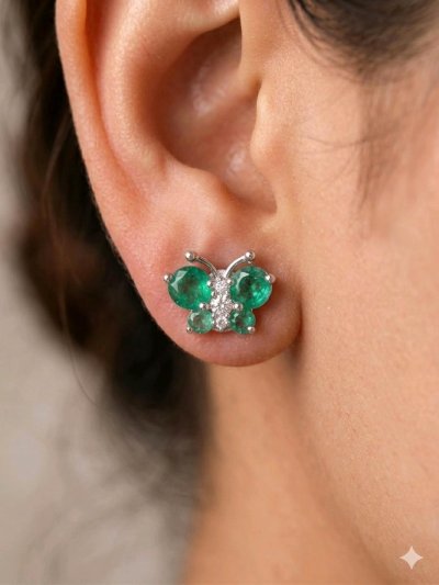 Ohrringe 750 Gold Smaragd Diamant