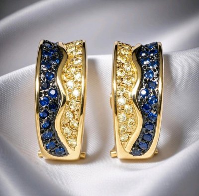 Ohrstecker Creolen 750 Gold 1,2 ct Saphir