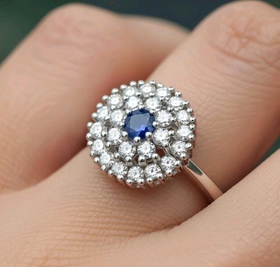 Ring 585 Gelbgold Diamant 0,8 ct Saphir