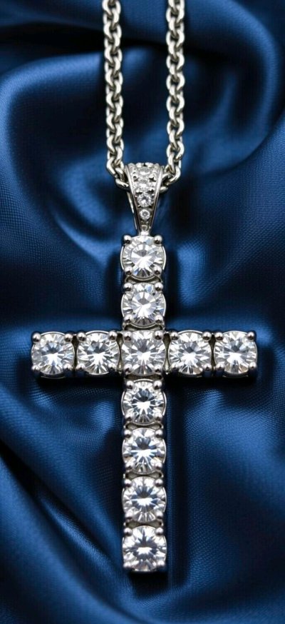 Kreuzanhänger 750 Gold 1ct Diamant Platin 950 Kette