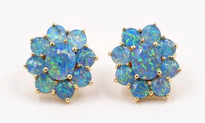 Ohrringe 585 Gold Creolen Opal Australien