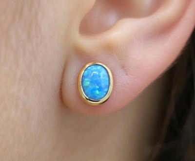 Creolen 585 Gold Opal Australien Stecker