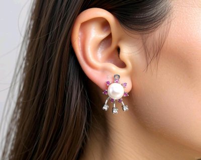 Creolen 585 Gelbgold mit Diamant