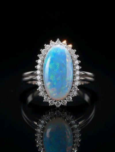 Ring 750 Gold Diamant 0,5 ct & Opal
