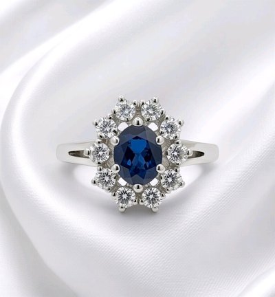 Ring 750 Gold Saphir 0,75 ct Diamant 0,4 ct