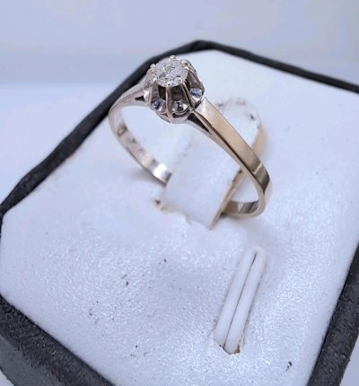 Verlobungsring 750 Weißgold 0,11 ct Diamant