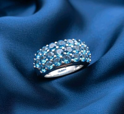Ring 585 Gelbgold Blau Topas 2 ct