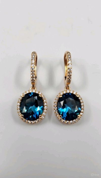 Creolen 750 Gold Diamant Topas 7,05 ct