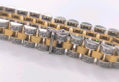 President Armband 585 Gold 4,5 ct Diamanten 46g