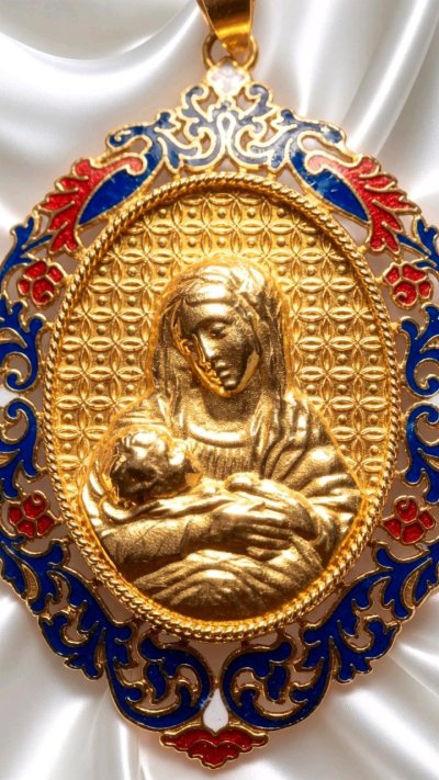 Anhänger Kreuz 21 Karat Gold 875 Jesus Maria 6×4,5cm
