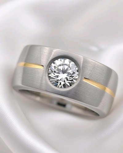 Ring 750 Gold & 950 Platin mit 1 ct Diamant E/VVS1
