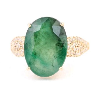 Verlobungsring 585 Gold mit Smaragd & Diamant