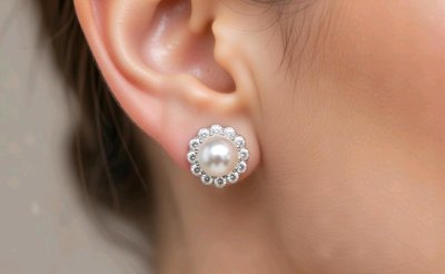Ohrringe Stecker 750 Gold 1,2 ct Diamant Perle